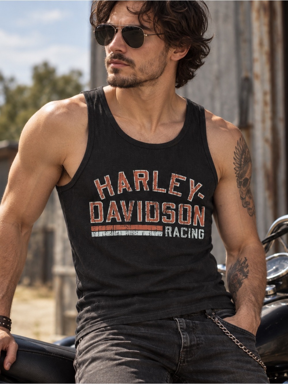 Harley Davidson Tank Top Mens Medium Sleeveless Fitted Quebec, Canada Black